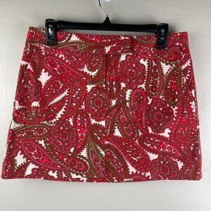 J Crew Paisley Reddish Orange Floral Skirt waist 30 size 4 - golf stretch